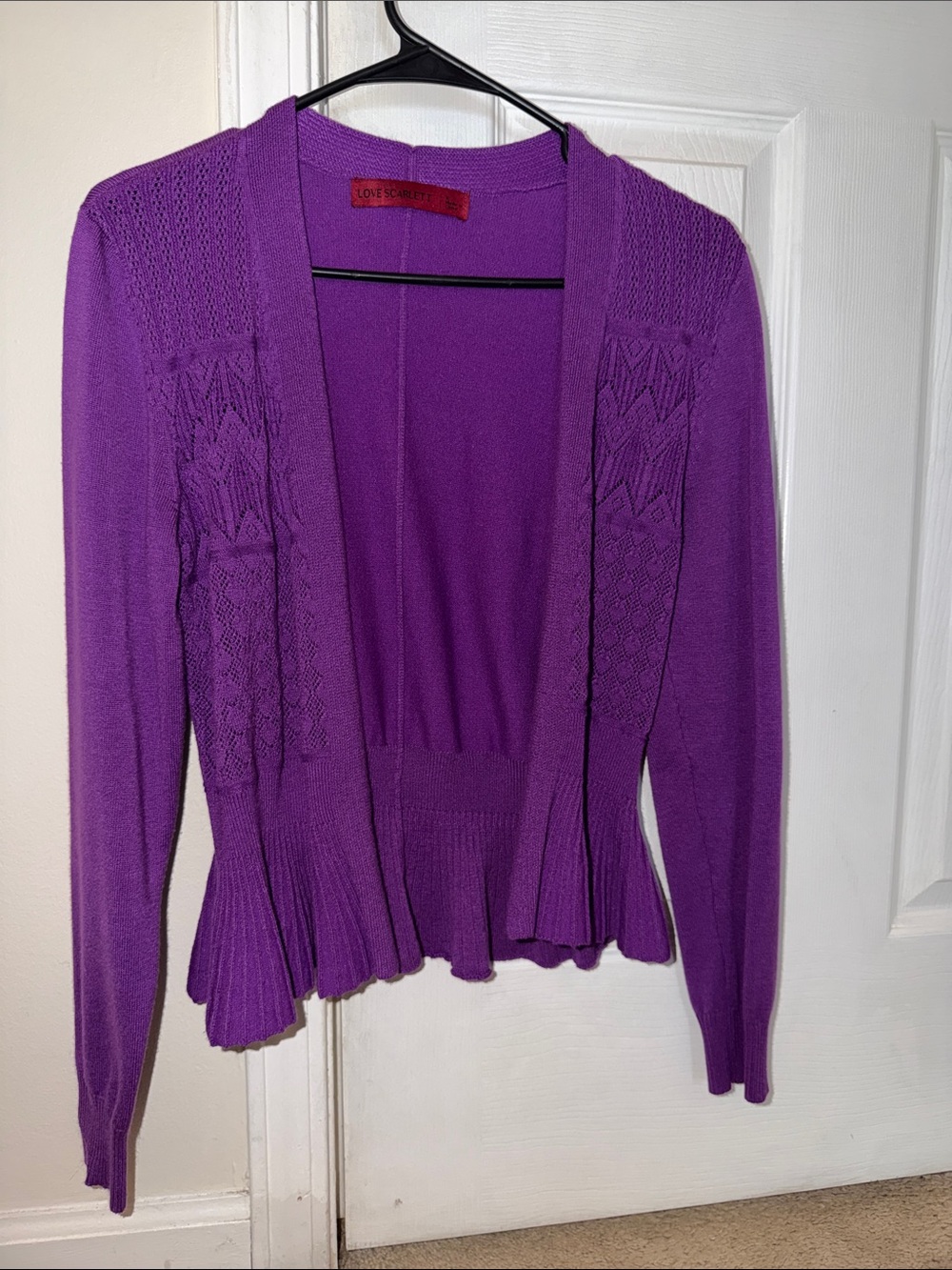 Scarlett Vibrant Purple Open-Front Knit Cardigan